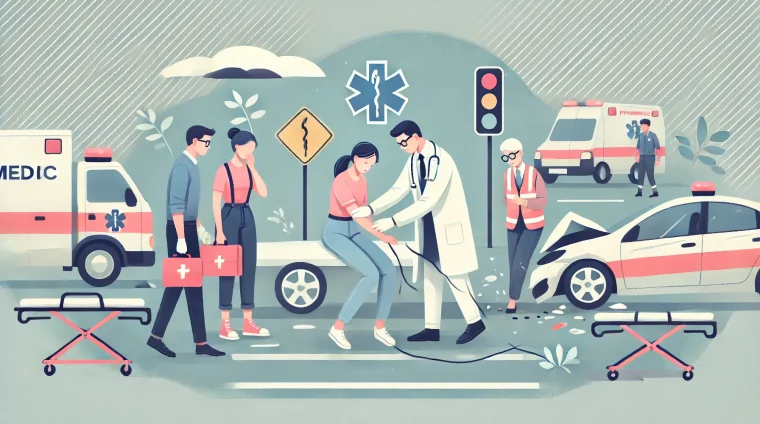 DALL·E 2025-01-06 21.05.31 – Flat vector illustration of a paramedic saving the life of a patient after a car accident. The paramedic is actively providing emergency care while a DALL·E 2025-01-06 21.05.31 - Flat vector illustration of a paramedic saving the life of a patient after a car accident. The paramedic is actively providing emergency care while a